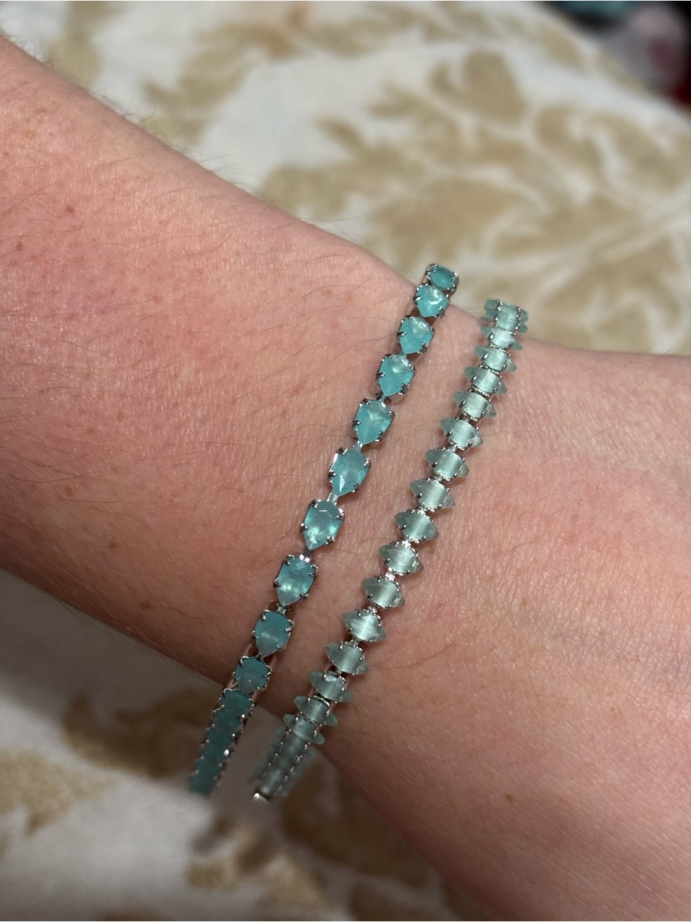 Aquamarine-Tone Tennis Bracelet set- Women's Silver-Setting Bracelet